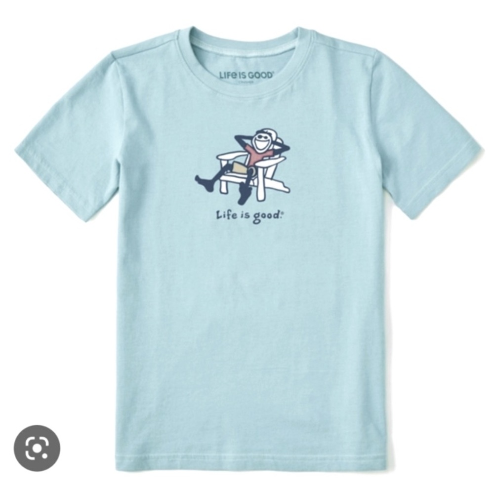 Life is good Men's Adirondack Jake Chill Short Sleeve Tee in light blue XXL